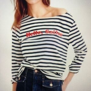 J. Crew "Hello, Sailor" Striped Nautical Boat Neck Top Size XXS with 3/4 Sleeves